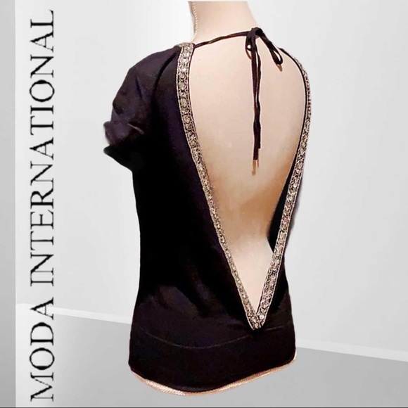 XS BRAND NEW! Moda International “Embellished Backless V” Top - Picture 4 of 5